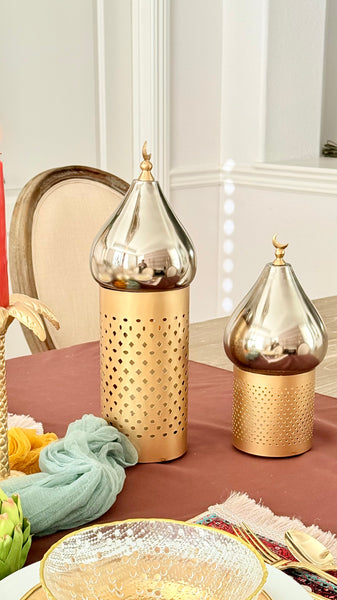 حامل شموع مئذنة فضية بيسان (طقم من 2)