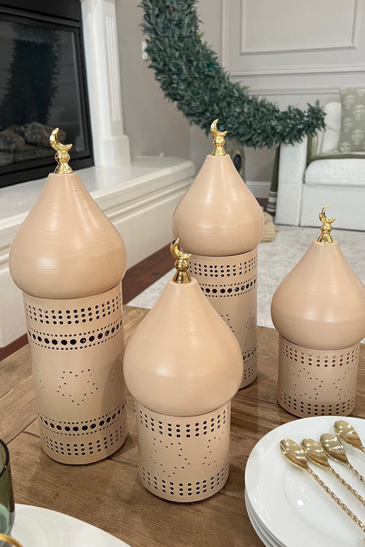 Bissan Beige Minaret Candle Holder (Set of 2)