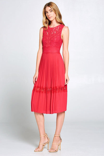 Lace Midi Red Dress