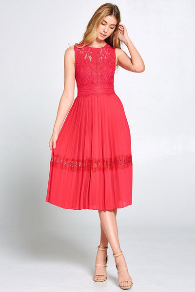 Lace Midi Red Dress