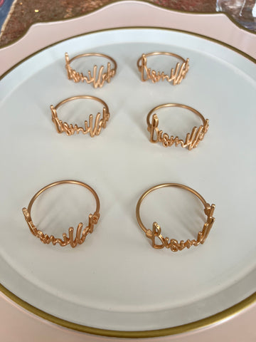 Bismillah Napkin Rings Set of 6 ( Silver or Gold)